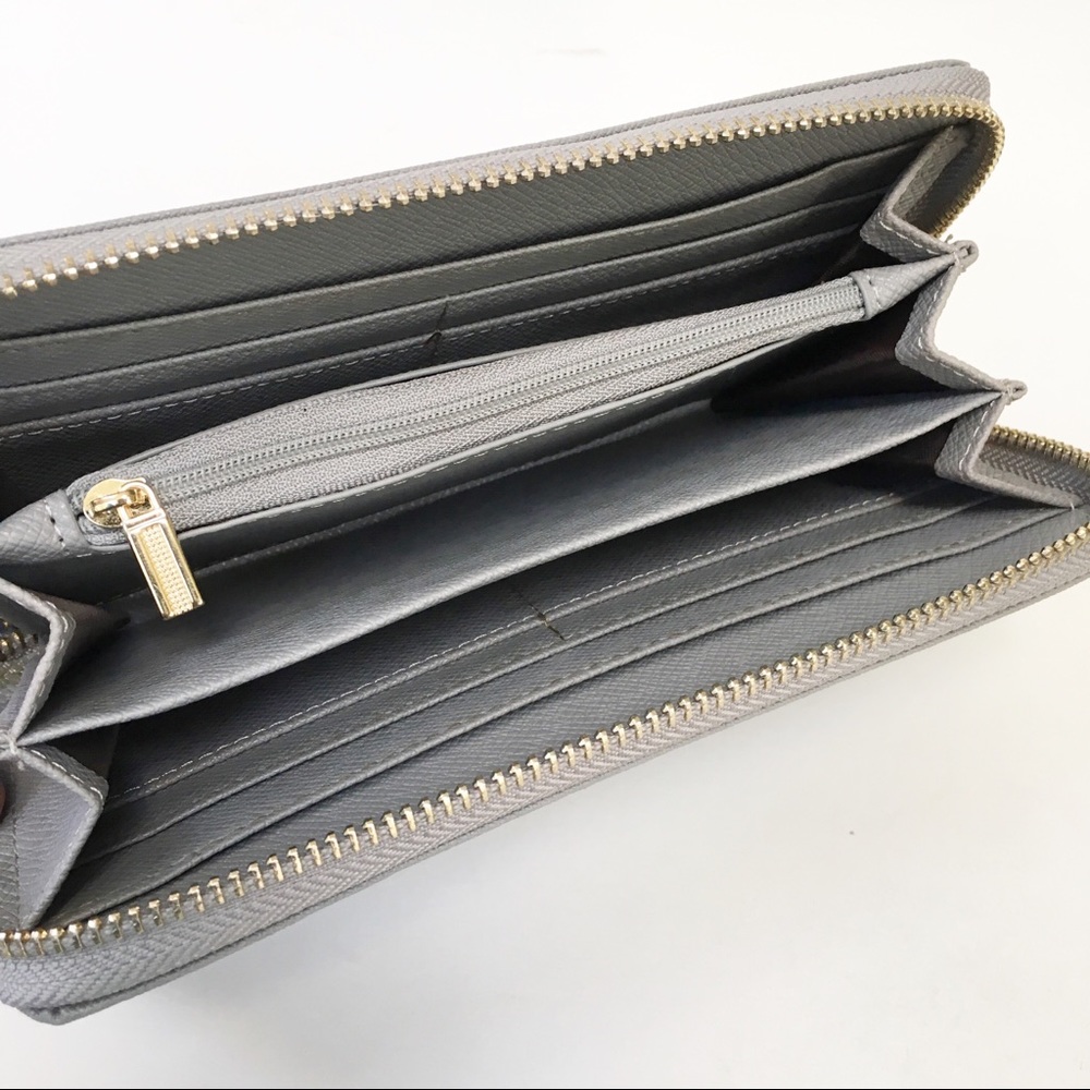 Carla Mancini Gray Jenny Leather Zip Around Wallet - image 6